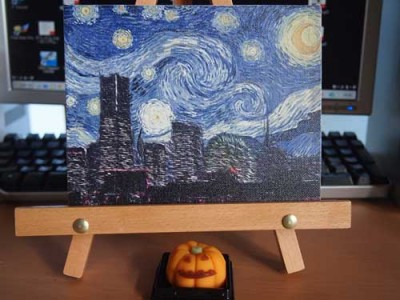 みなとみらいをゴッホ風のタッチで描いたキャンバスプリントのサンプル写真